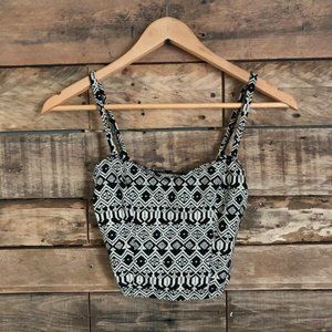 Hollister Black & White Aztec Print Crop Top